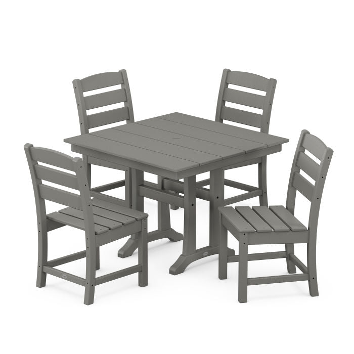 Polywood: Lakeside 5-Piece Farmhouse Trestle Side Chair Dining Set