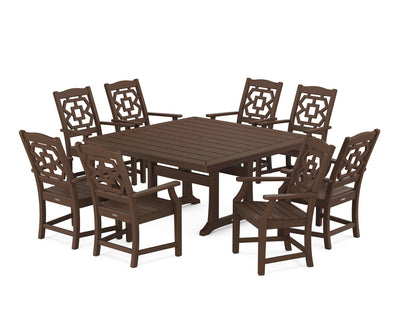 Polywood: Chinoiserie 9-Piece Square Dining Set with Trestle Legs
