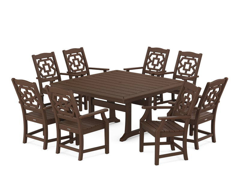 Polywood: Chinoiserie 9-Piece Square Dining Set with Trestle Legs