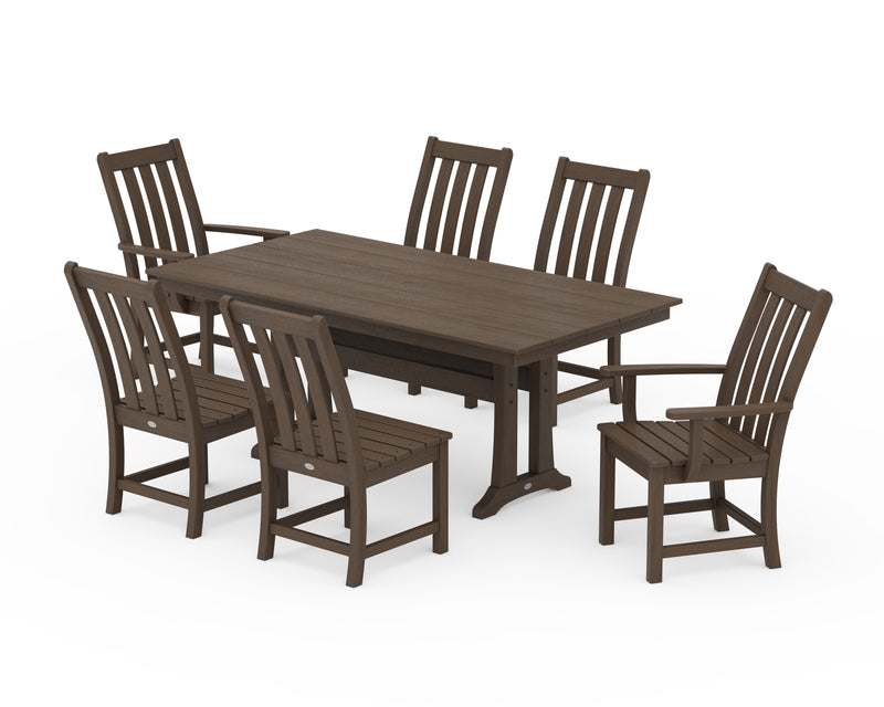 Polywood: Vineyard 7-Piece Farmhouse Dining Set with Trestle Legs
