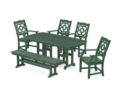 Polywood: Chinoiserie 6-Piece Dining Set with Bench