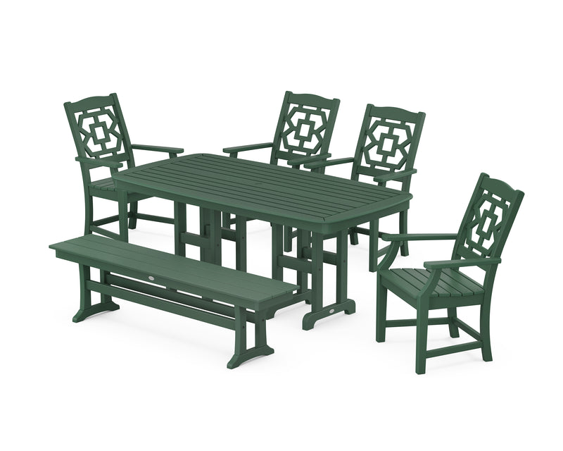 Polywood: Chinoiserie 6-Piece Dining Set with Bench