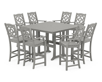 Polywood: Chinoiserie 9-Piece Square Bar Set with Trestle Legs