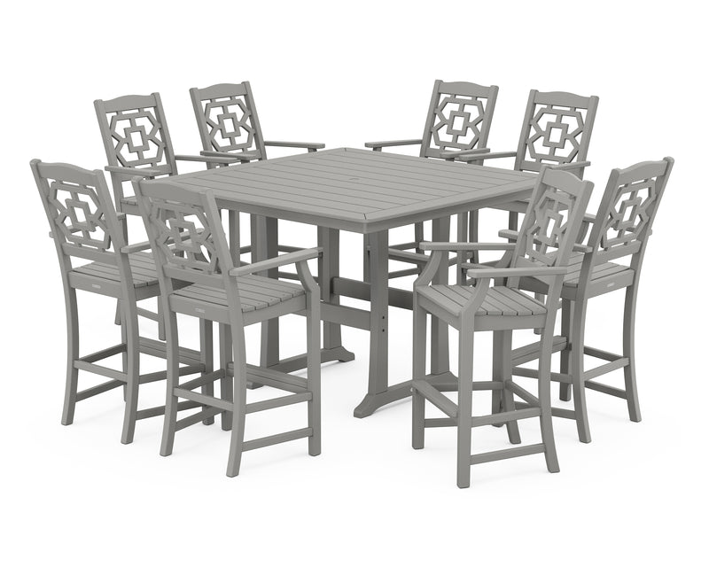 Polywood: Chinoiserie 9-Piece Square Bar Set with Trestle Legs