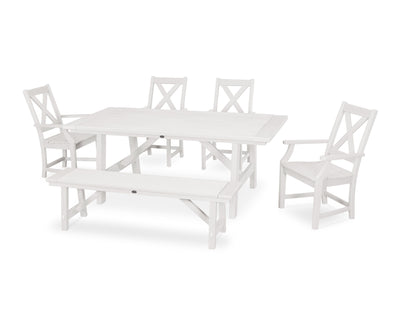 Polywood: Braxton 6-Piece Rustic Farmhouse Arm Chair Dining Set with Bench