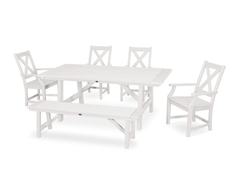 Polywood: Braxton 6-Piece Rustic Farmhouse Arm Chair Dining Set with Bench