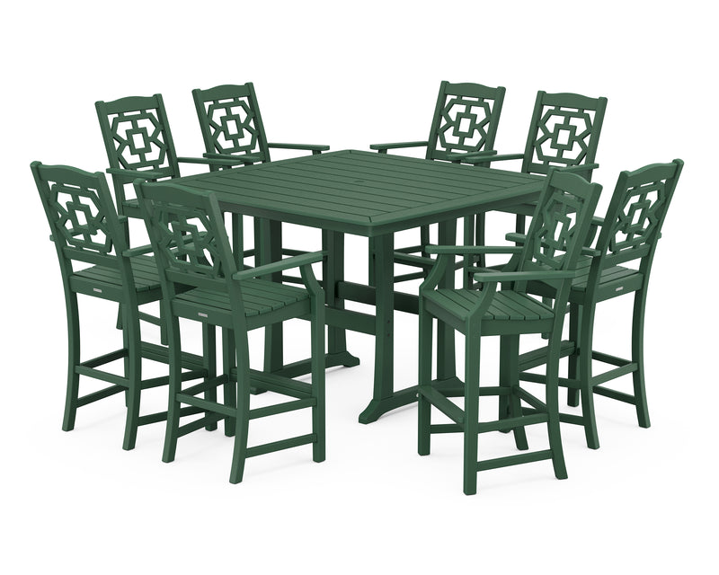 Polywood: Chinoiserie 9-Piece Square Bar Set with Trestle Legs
