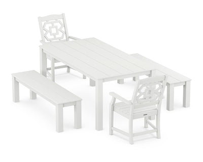 Polywood: Chinoiserie 5-Piece Parsons Dining Set with Benches