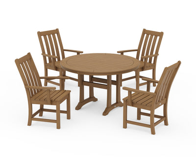 Polywood: Vineyard 5-Piece Round Dining Set with Trestle Legs