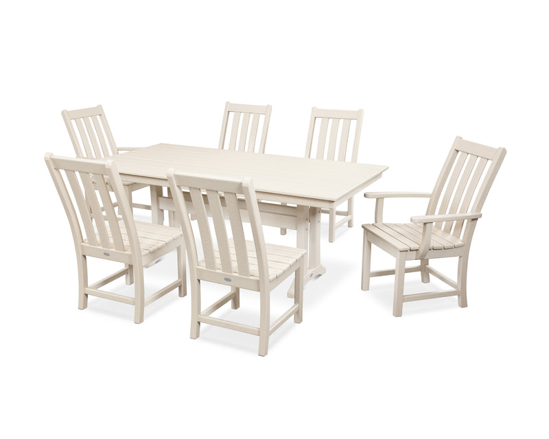 Polywood: Vineyard 7-Piece Farmhouse Dining Set with Trestle Legs
