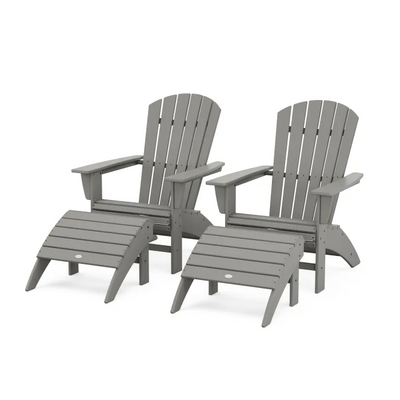 Polywood: Nautical Curveback Adirondack Chair 4-Piece Set w/ Ottomans