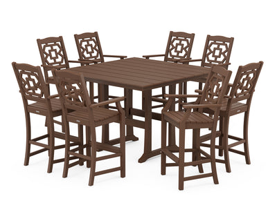Polywood: Chinoiserie 9-Piece Square Farmhouse Bar Set with Trestle Legs