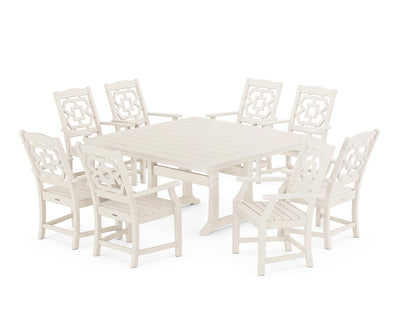 Polywood: Chinoiserie 9-Piece Square Dining Set with Trestle Legs