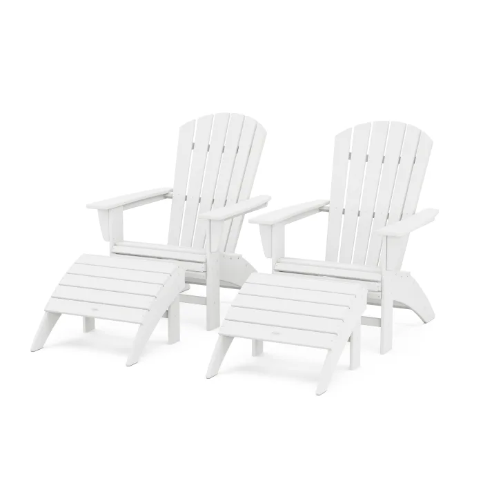 Polywood: Nautical Curveback Adirondack Chair 4-Piece Set w/ Ottomans