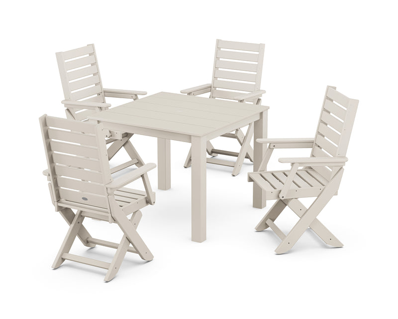 Polywood: Captain Folding Chair 5-Piece Parsons Dining Set