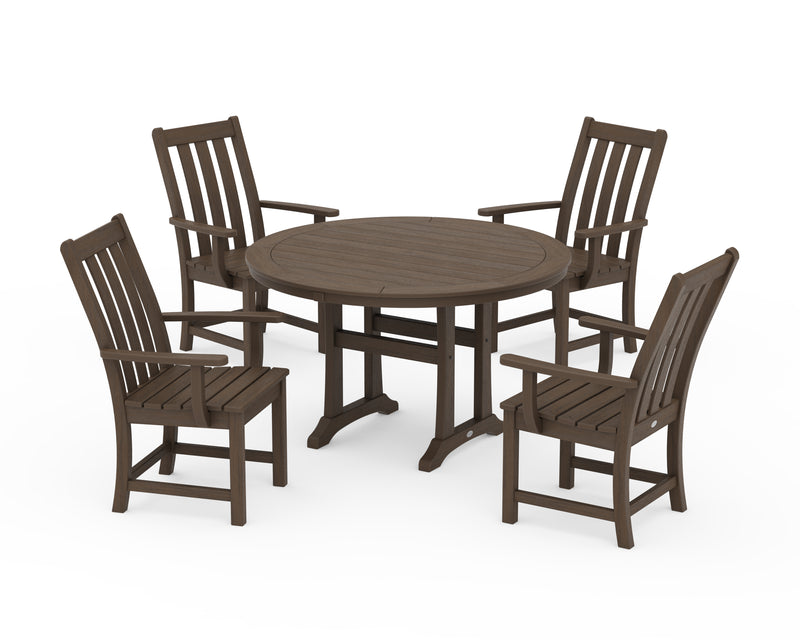 Polywood: Vineyard 5-Piece Round Dining Set with Trestle Legs