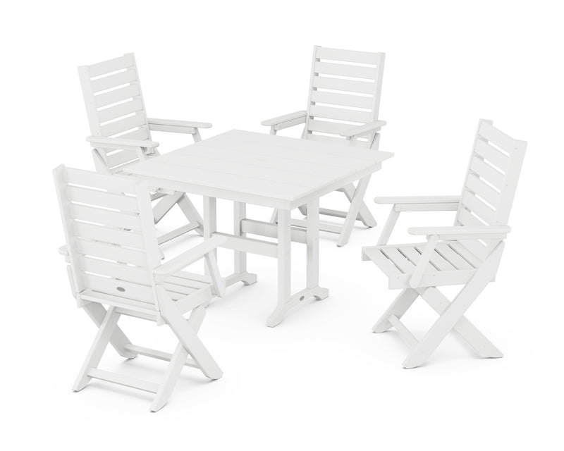 Polywood: Captain Folding Chair 5-Piece Farmhouse Dining Set