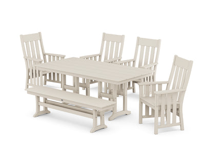 Polywood: Acadia 6-Piece Farmhouse Dining Set with Bench