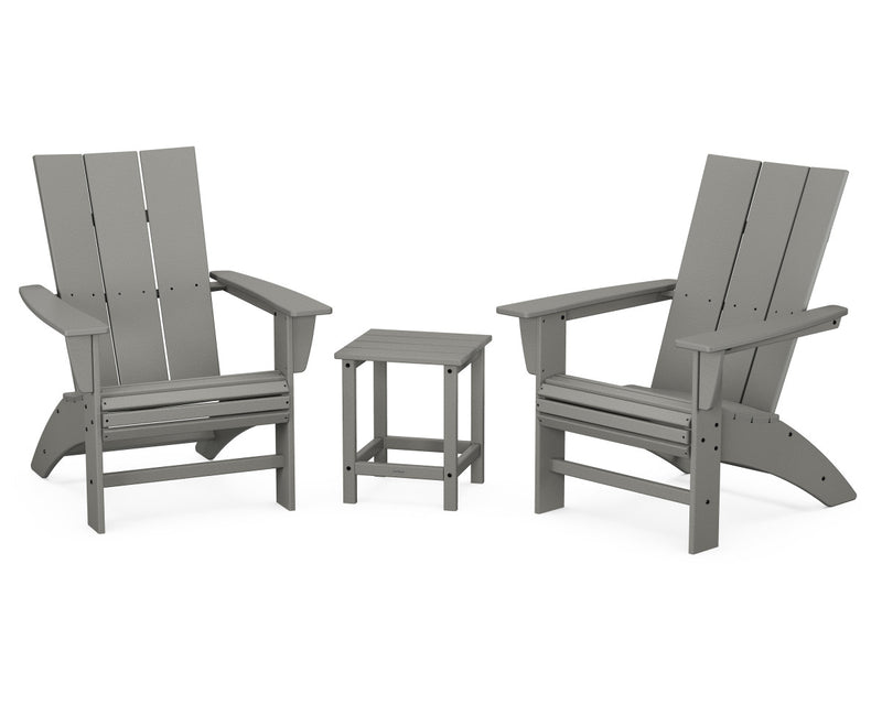 Polywood: Modern 3-Piece Curveback Adirondack Set with Long Island 18" Side Table