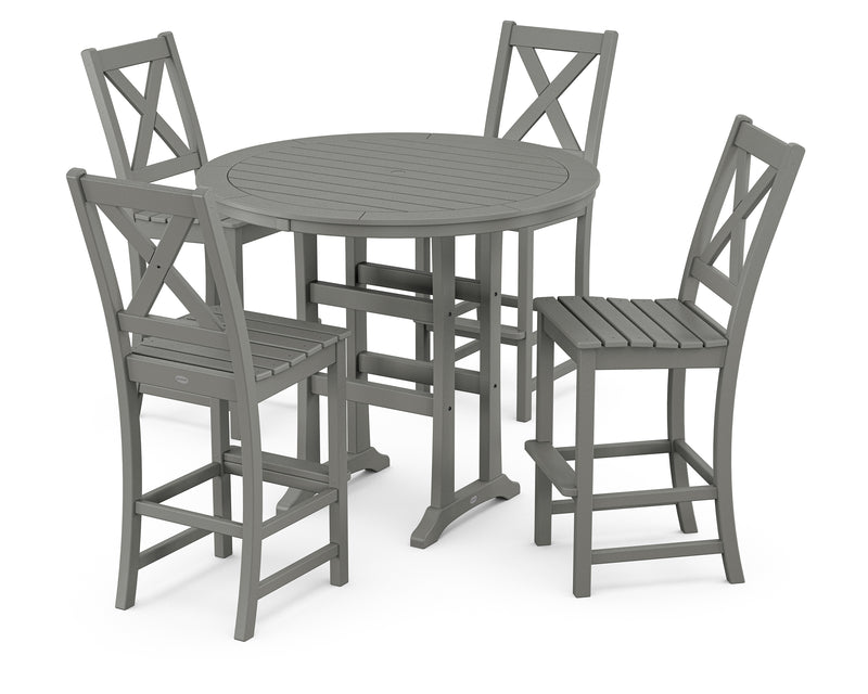 Polywood: Braxton 5-Piece Nautical Trestle Arm Chair Bar Set