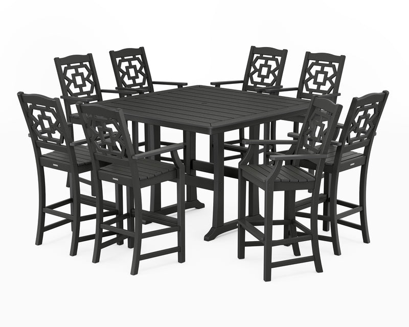 Polywood: Chinoiserie 9-Piece Square Bar Set with Trestle Legs