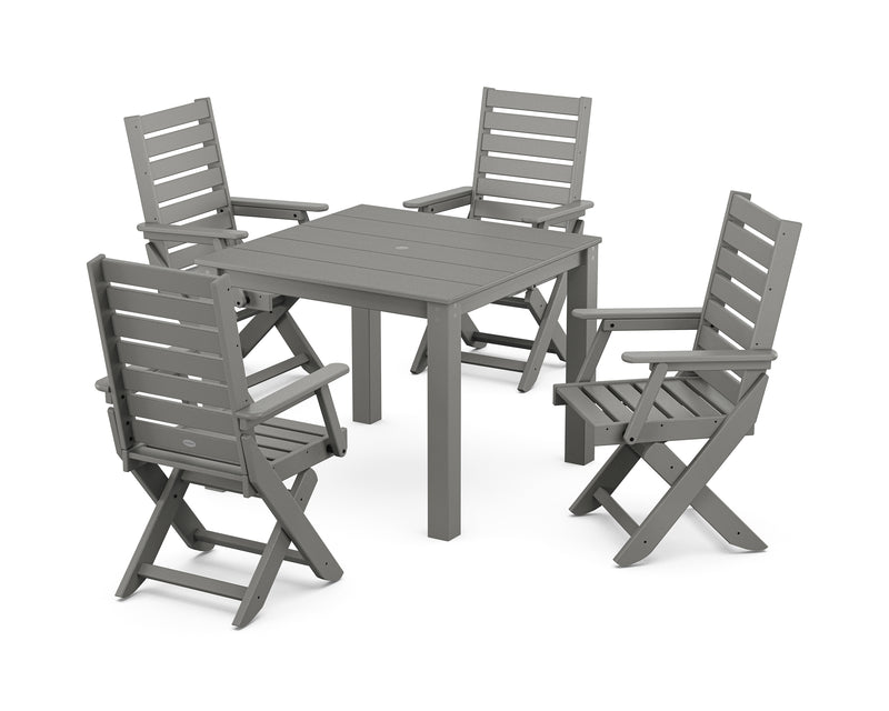 Polywood: Captain Folding Chair 5-Piece Parsons Dining Set