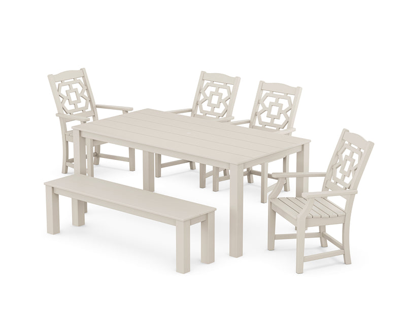 Polywood: Chinoiserie 6-Piece Parsons Dining Set with Bench
