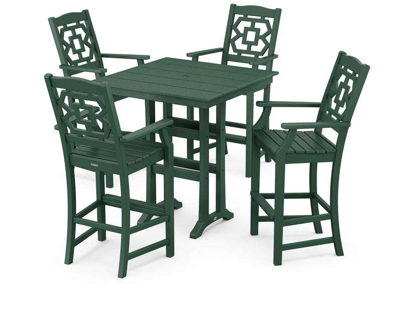 Polywood: Chinoiserie 5-Piece Farmhouse Bar Set with Trestle Legs