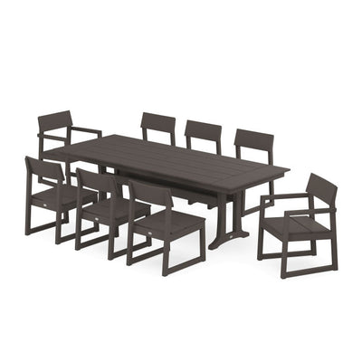 Polywood: EDGE 9-Piece Farmhouse Dining Set with Trestle Legs