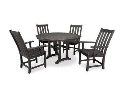 Polywood: Vineyard 5-Piece Round Dining Set with Trestle Legs