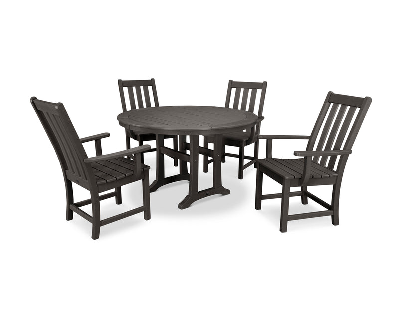 Polywood: Vineyard 5-Piece Round Dining Set with Trestle Legs