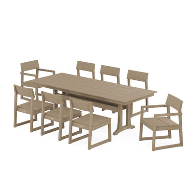 Polywood: EDGE 9-Piece Farmhouse Dining Set with Trestle Legs