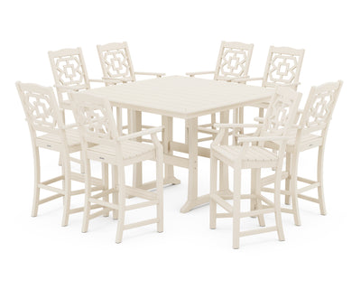 Polywood: Chinoiserie 9-Piece Square Bar Set with Trestle Legs