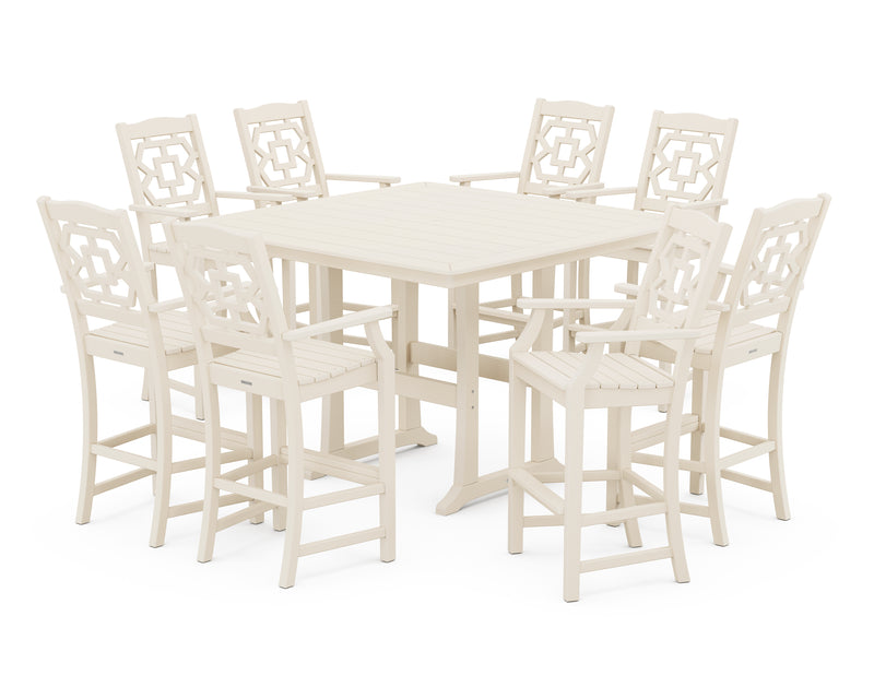 Polywood: Chinoiserie 9-Piece Square Bar Set with Trestle Legs