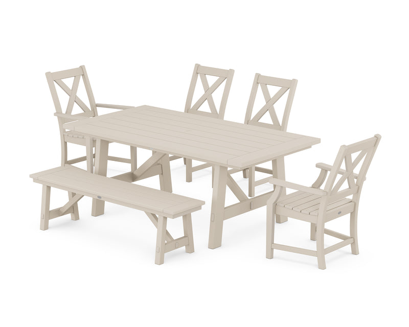 Polywood: Braxton 6-Piece Rustic Farmhouse Dining Set With Trestle Legs