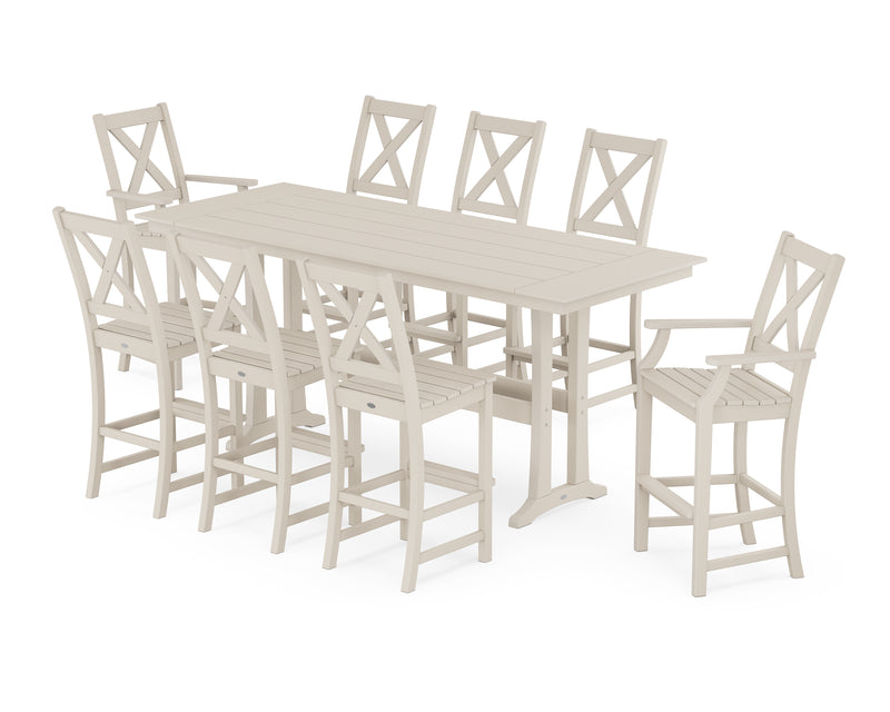 Polywood: Braxton 9-Piece Farmhouse Bar Set with Trestle Legs