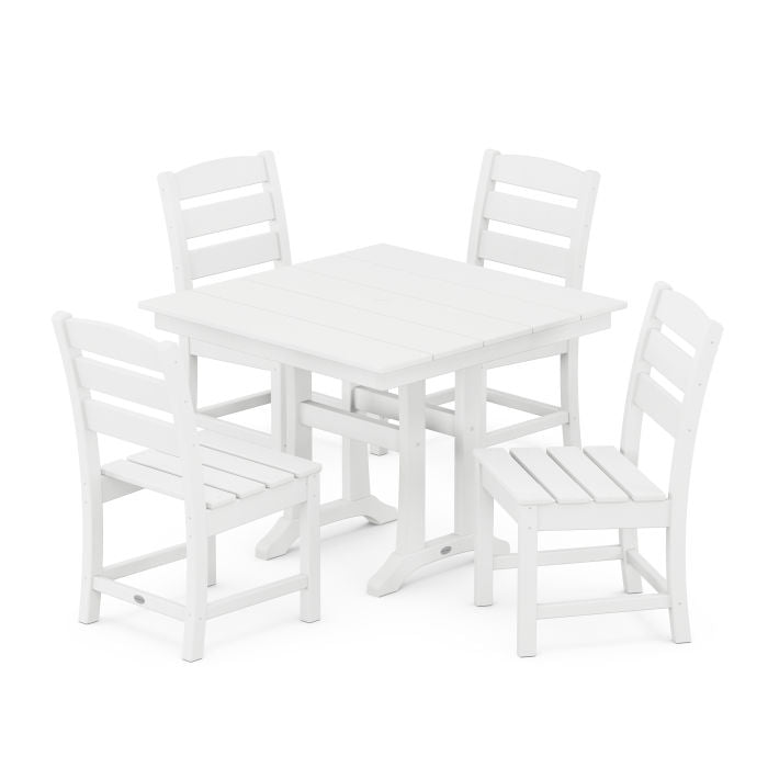 Polywood: Lakeside 5-Piece Farmhouse Trestle Side Chair Dining Set