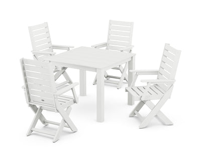 Polywood: Captain Folding Chair 5-Piece Parsons Dining Set