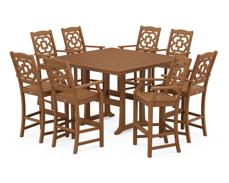 Polywood: Chinoiserie 9-Piece Square Bar Set with Trestle Legs
