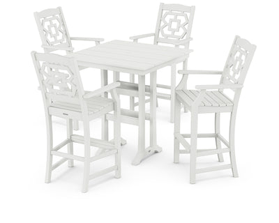 Polywood: Chinoiserie 5-Piece Farmhouse Bar Set with Trestle Legs