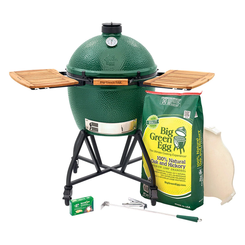 XL Big Green Egg in an intEGGrated Nest+Handler with Acacia Mates Package