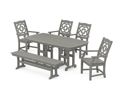 Polywood: Chinoiserie 6-Piece Dining Set with Bench
