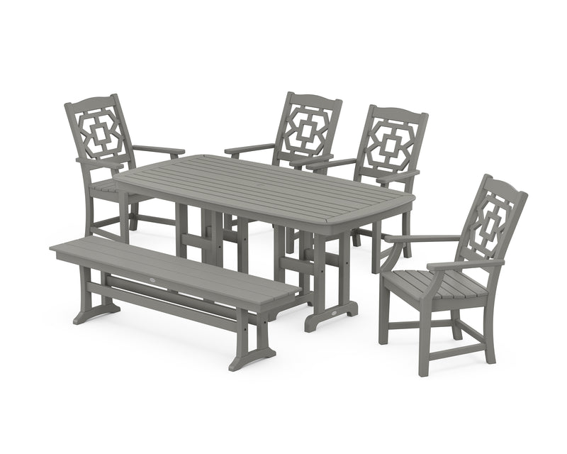 Polywood: Chinoiserie 6-Piece Dining Set with Bench