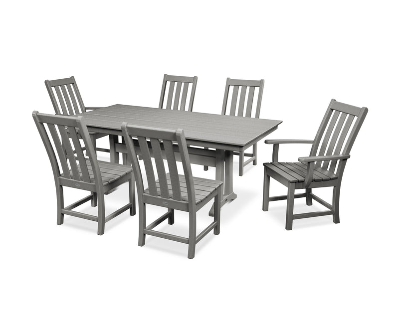Polywood: Vineyard 7-Piece Farmhouse Dining Set with Trestle Legs