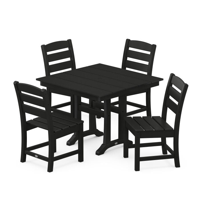 Polywood: Lakeside 5-Piece Farmhouse Trestle Side Chair Dining Set