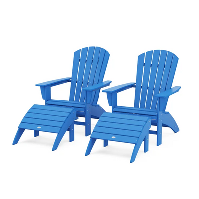 Polywood: Nautical Curveback Adirondack Chair 4-Piece Set w/ Ottomans