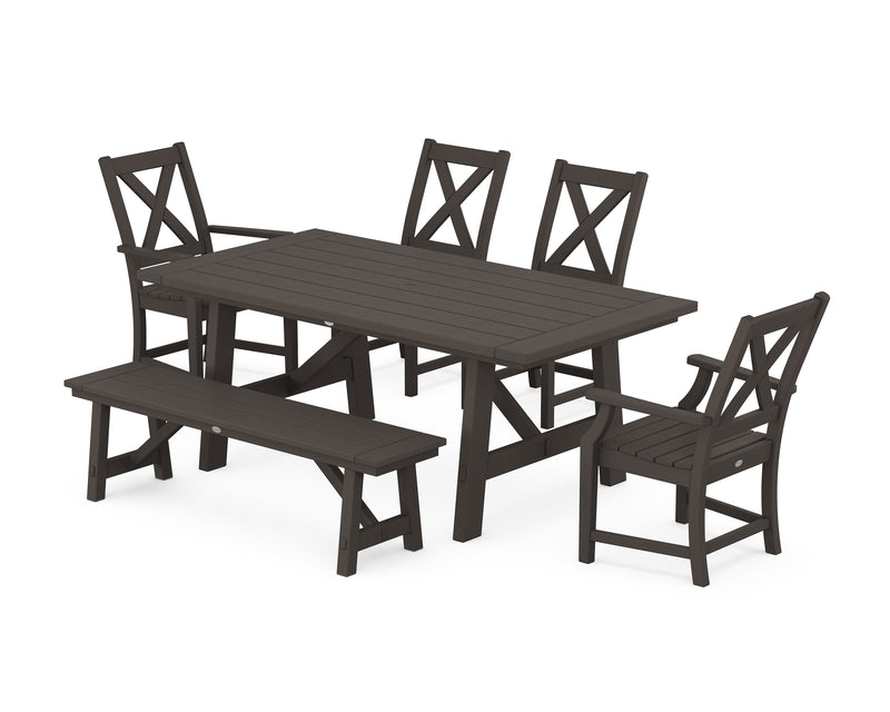 Polywood: Braxton 6-Piece Rustic Farmhouse Dining Set With Trestle Legs