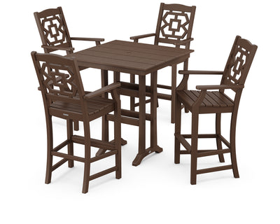 Polywood: Chinoiserie 5-Piece Farmhouse Bar Set with Trestle Legs