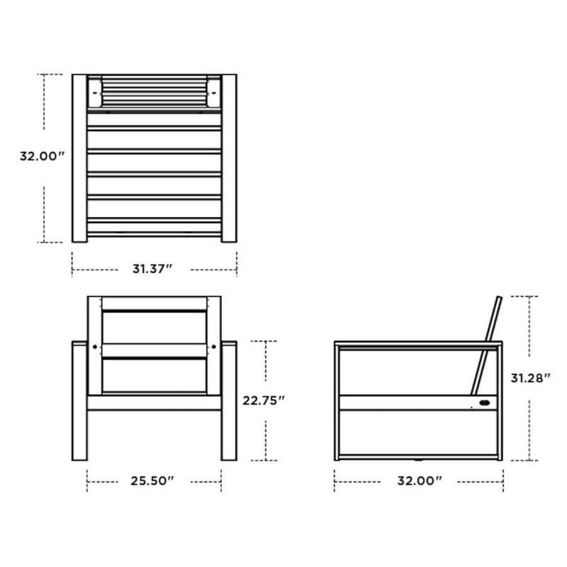 Polywood: EDGE Club Chair in Slate Grey / Natural Linen