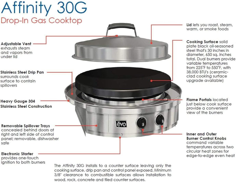 Evo Grills: Affinity 30G Griddle w/ Seasoned Cook Surface